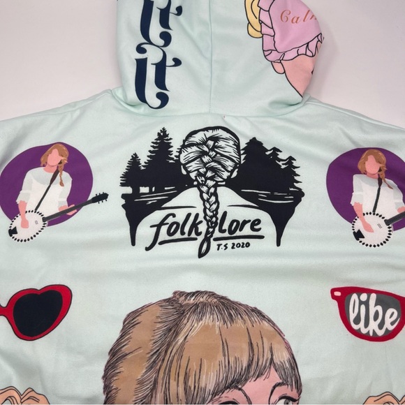 Taylor Swift Light Blue Hoodie Sweater Sherpa Lined No size Tag - Picture 7 of 11